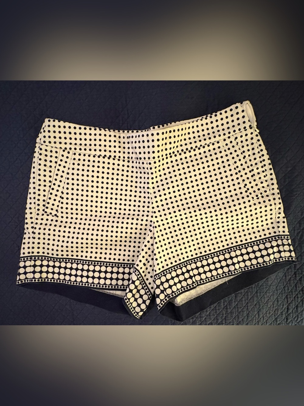 J.Crew Stretch Polka Dot Border Trim Side-Zip Chino Shorts Size 10